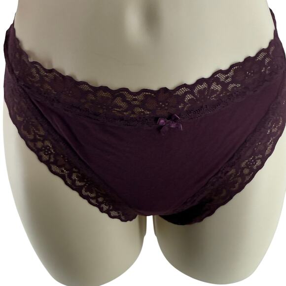 Aerie Cheekiest Cheeky Pantie Lace Burgundy Womens Large - Picture 1 of 5